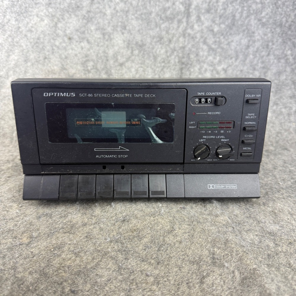 Optimus SCT-86 Stereo Cassette Tape Deck Black Dolby NR 14-654 Radio Shack